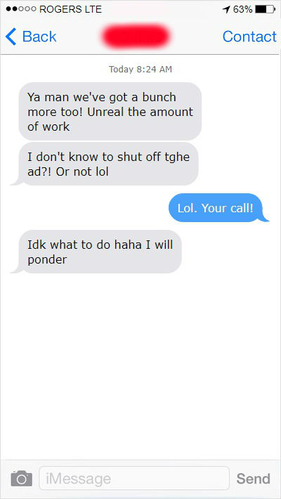 text message with d2 text message with d2